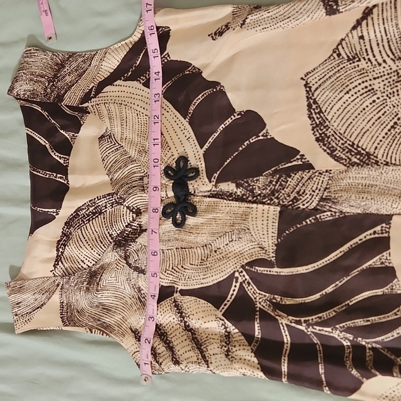 Duster Cardigan Womens Sleeveless Loop Closure Brown Floral Print Longline Party - Picture 12 of 13